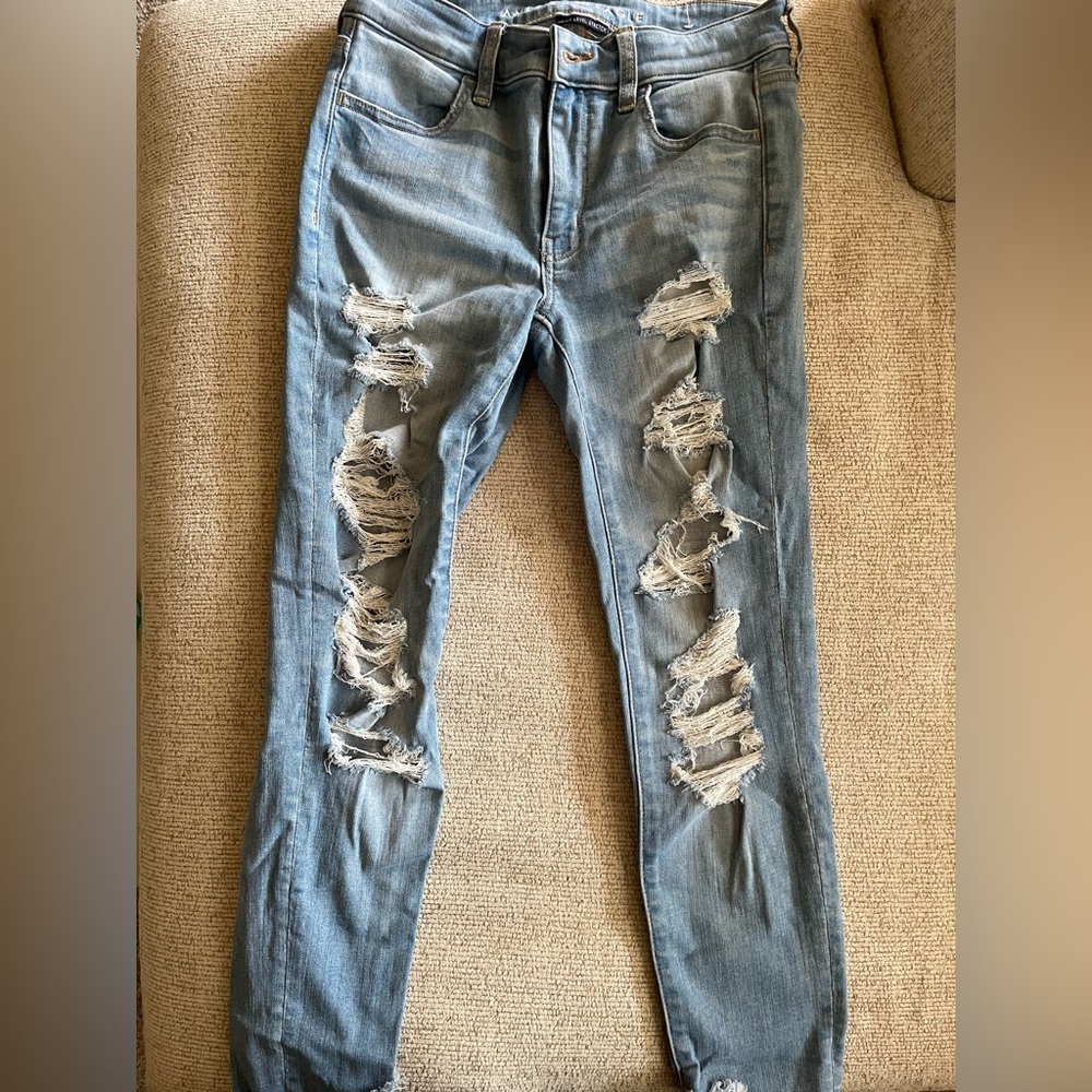 Distressed Blue Jeans
